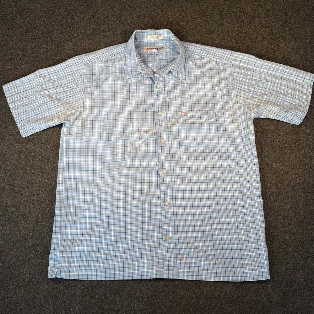 Anchor Blue Men's Short Sleeve Blue Plaid Button Down Shirt
